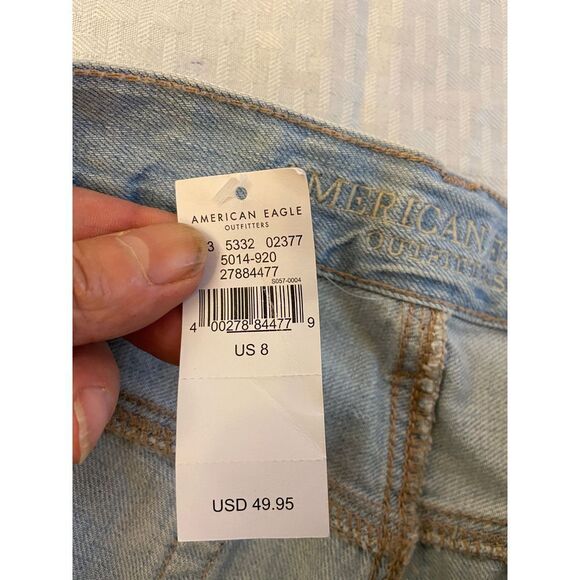 American Eagle AE Tom Girl distressed light denim jeans shorts 8 button fly NEW - Picture 9 of 11